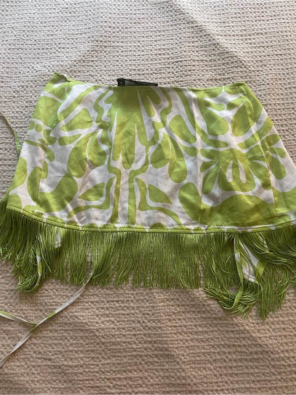 Fringed Lime Print Mini Skirt - Picture 4 of 7